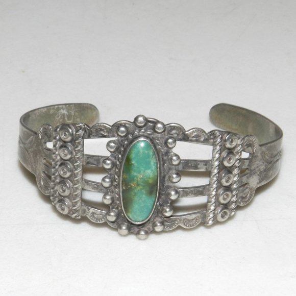 Fred Harvey Old Tourist Era Bracelet Cuff Coin Silver Stamped IH Indian Handmade - Picture 3 of 10